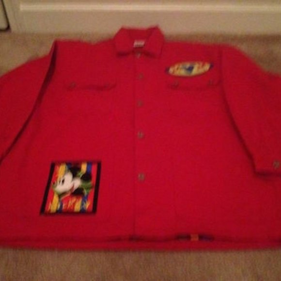 Vintage Mickey & Co. Unisex Adult Red Denim Jean Jacket Sz XL - Picture 1 of 7